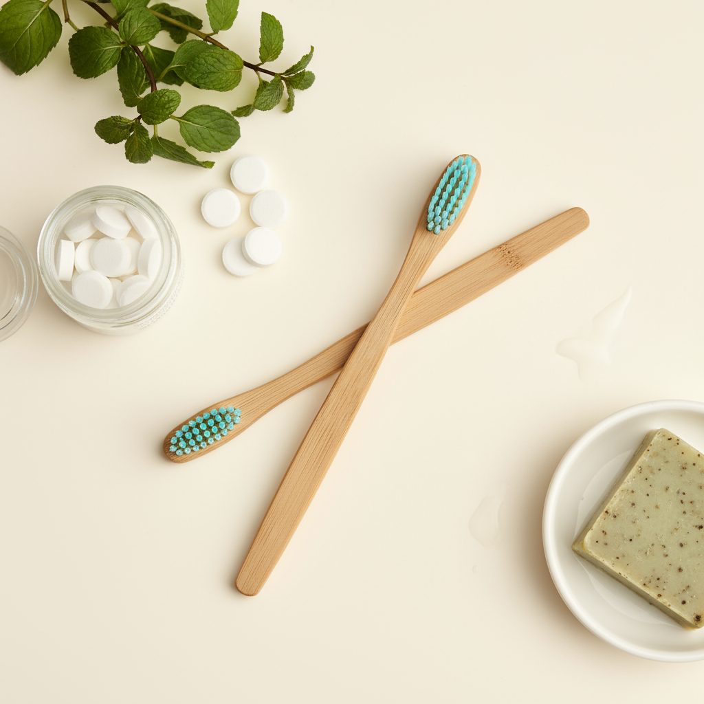 Set of 3 Bamboo Toothbrushes Environment Friendly