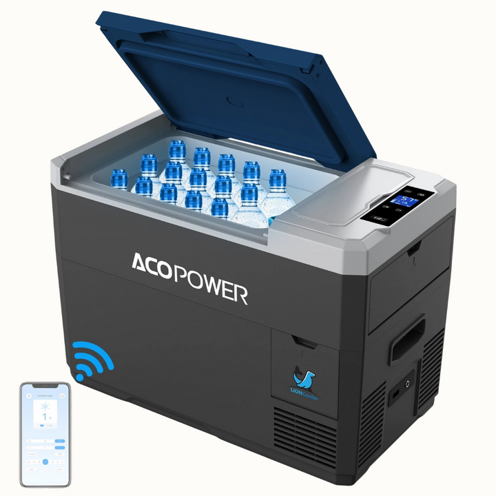 Solar-Powered Camping Fridge Freezer, 29 Qt.