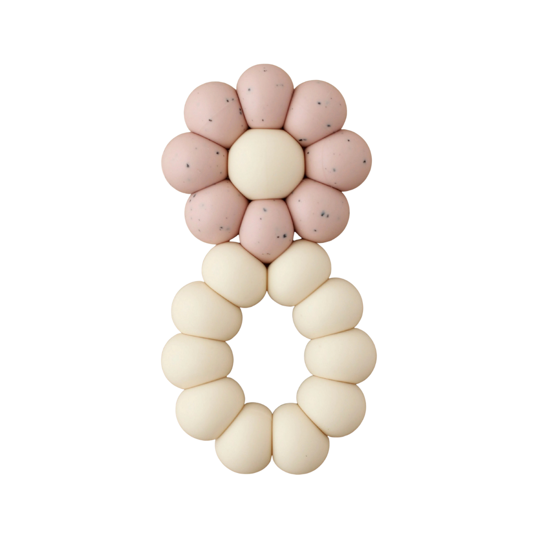 Handcrafted Food-Grade Silicone Teether, Speckled Rose