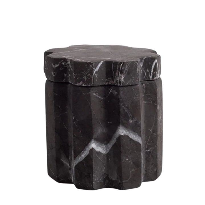 Handcrafted Black Marble Storage Container, 3.5" x 5.1"