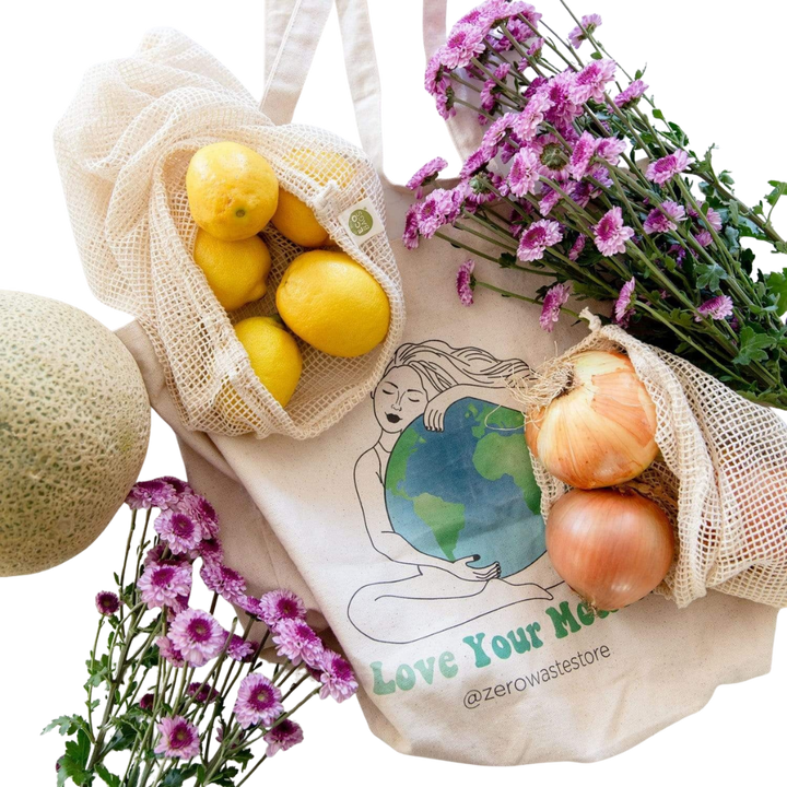 Organic Cotton Zero Waste Tote &amp; Produce Bag Kit, 5 Ct.