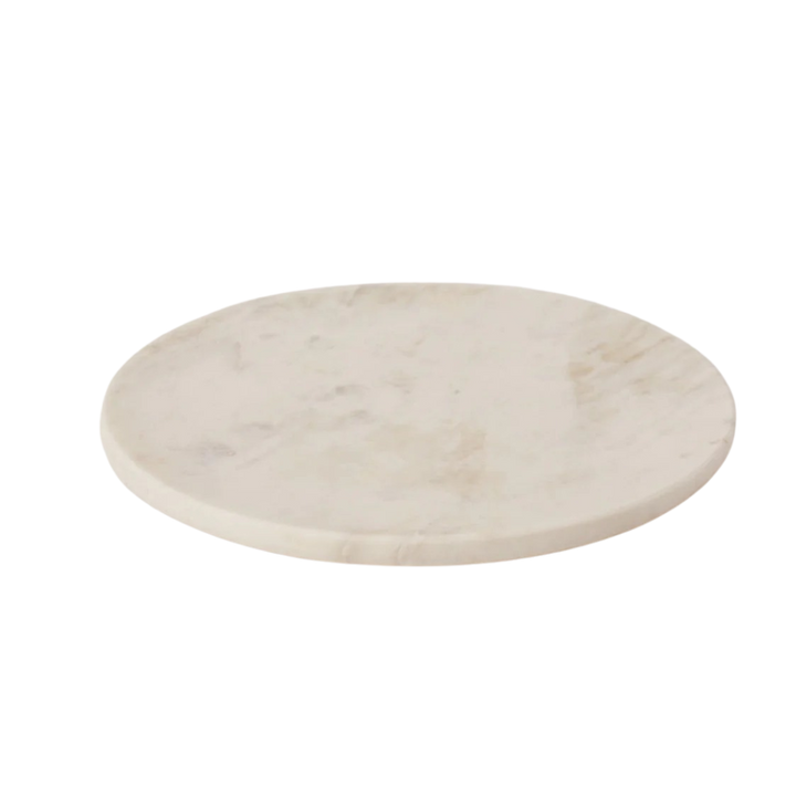 Handcrafted White Marble Serving Platter, 12.75"
