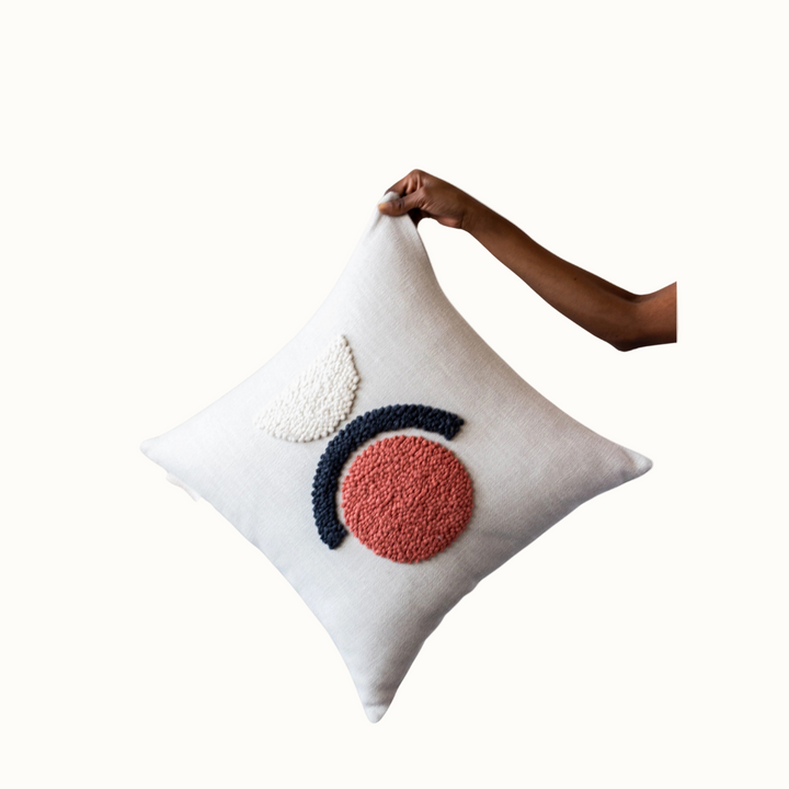 Handcrafted Wool Punch-Needle Throw Pillow
