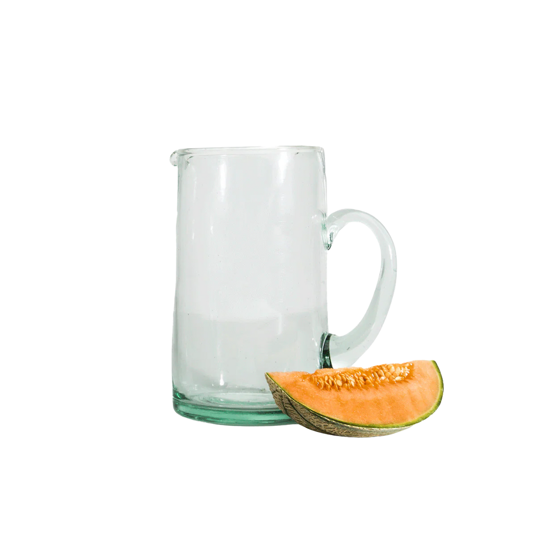 Handcrafted Recycled Glass Pitcher, Clear, 4.33" x 7.48"