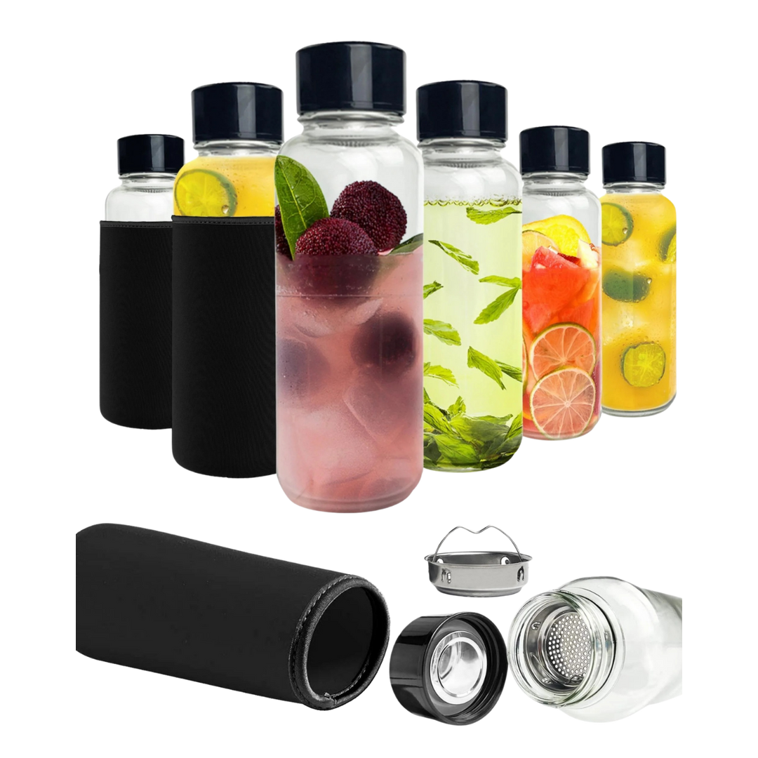 BPA-Free Glass Infuser Water Bottles, 6 Ct.