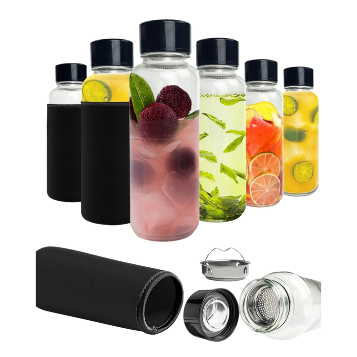 BPA-Free Glass Infuser Water Bottles, 6 Ct.