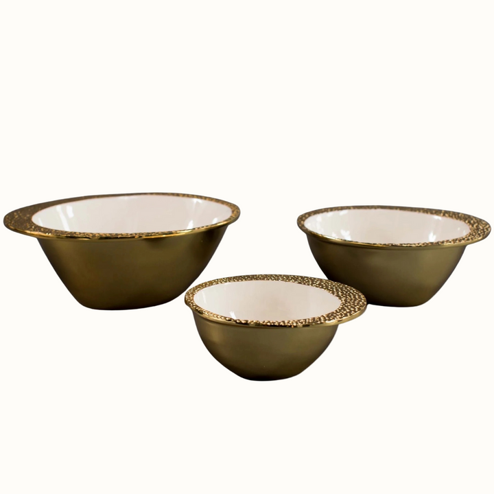 Recycled Aluminum Enamel Soup Bowl, Gold Cosmos