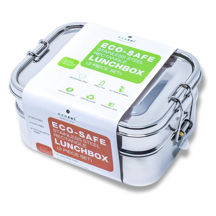Plastic-Free 18/8 Stainless Steel Bento Box, 60 oz.
