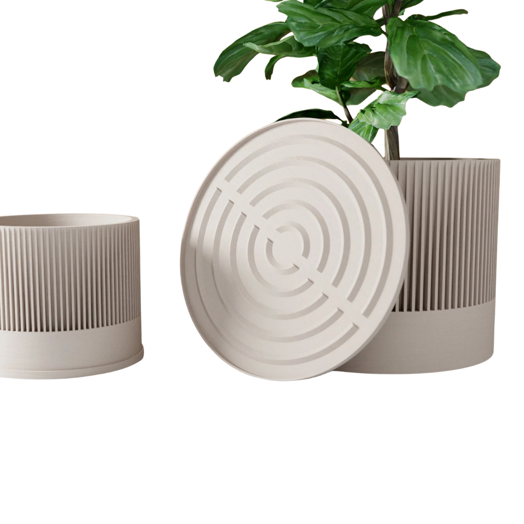 Biodegradable Plant-Based Ribbed Sakura Planter Decor