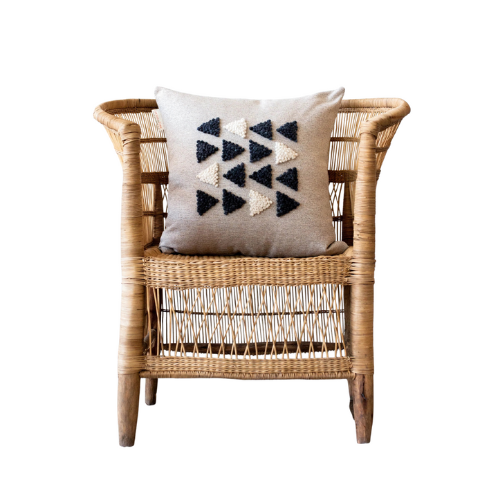 Handcrafted Wool Geometric Textured Throw Pillow
