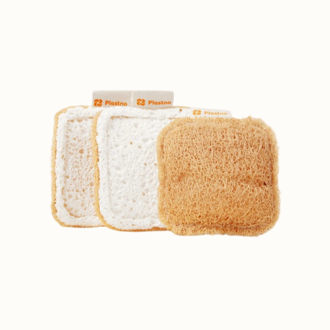 Compostable Loofah &amp; Cellulose Dual-Sided Scrub Sponge
