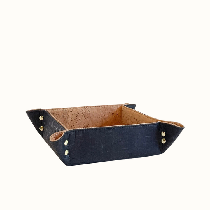 Handcrafted Biodegradable Cork Valet Tray, Coal, 8"
