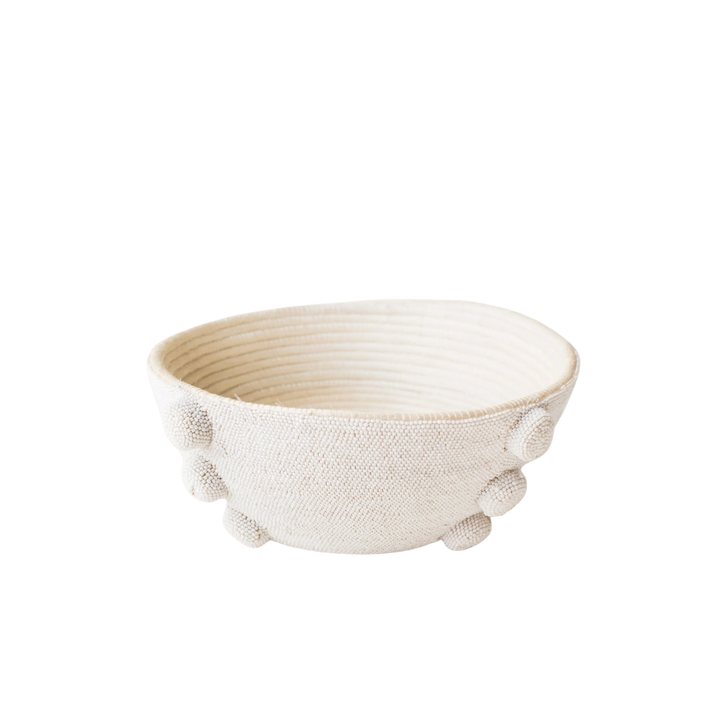 Handcrafted Beaded Sisal Decor Bowl, 10"