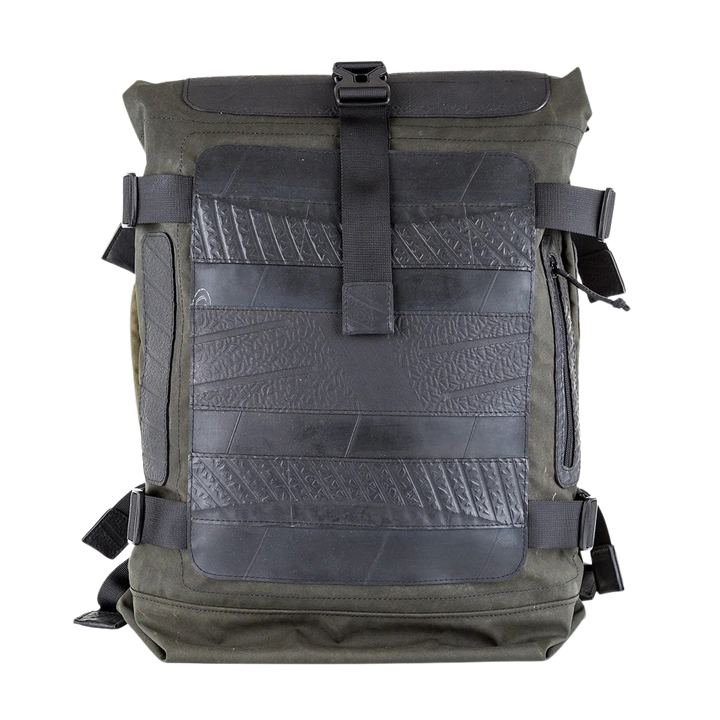 Upcycled Military Canvas Roll-Top Backpack, 25" x 30"