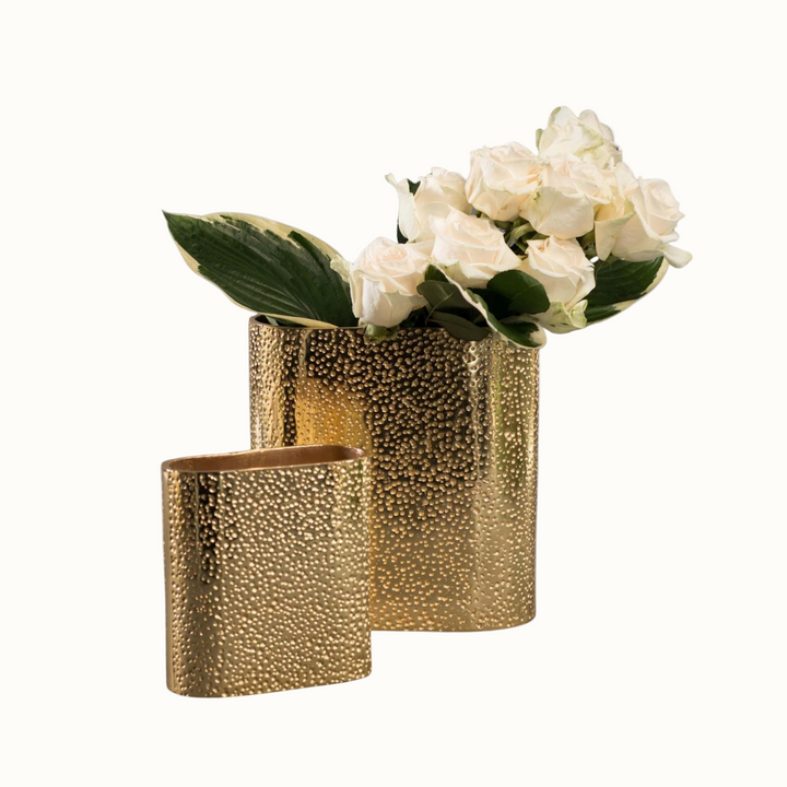 Recycled Aluminum Cosmos Decor Vase, Gold-Plated