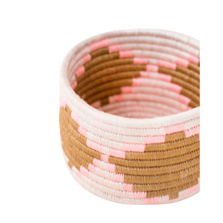 Handcrafted Sisal &amp; Sweetgrass Trinket Basket, Pink