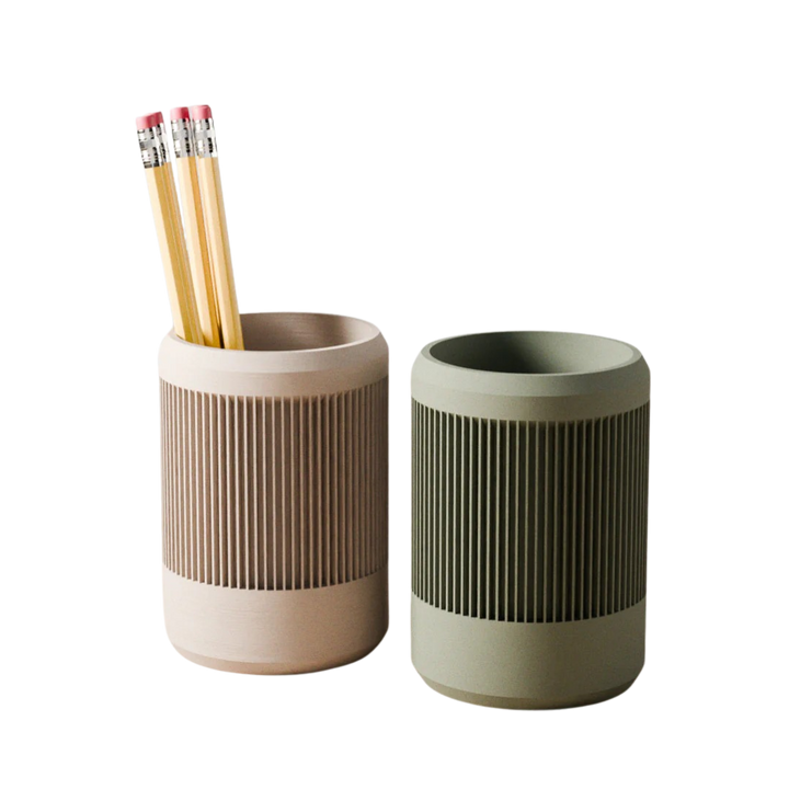 Made-to-Order Ribbed Ceramic Pencil Holder, 3" x 4.5"