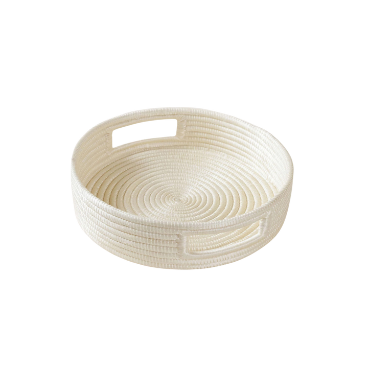 Handwoven Sisal Serveware Tray, White, 10"