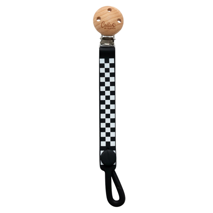Non-Toxic Silicone Pacifier Clip, Checkered