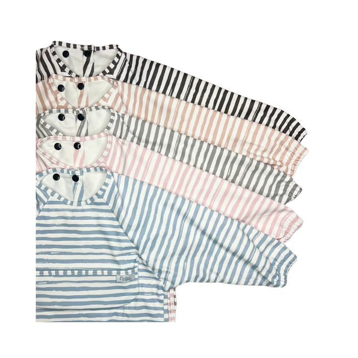 Non-Toxic Waterproof Long-Sleeve Baby Bib, Striped