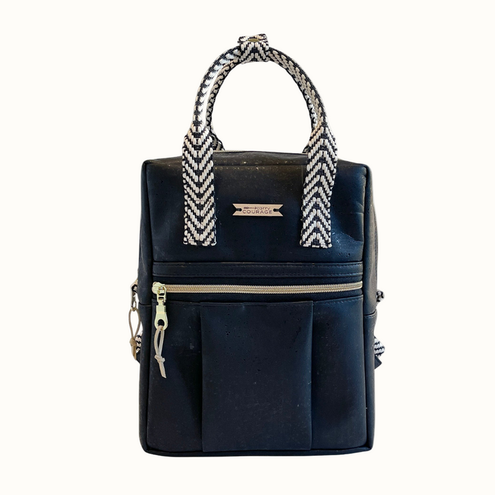 Vegan Cork Mini Backpack, Coal