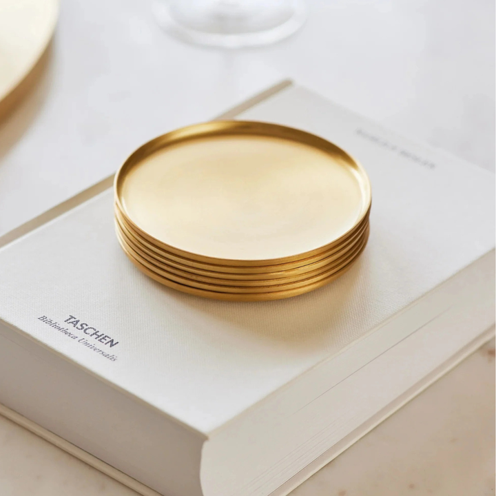 Pure Brass Handcrafted Serveware Coasters, 4 Ct.
