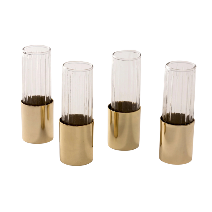 Handcrafted Fluted Glass Bud Vases, Gold, 4 Ct.