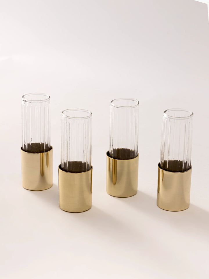 Handcrafted Fluted Glass Bud Vases, Gold, 4 Ct.