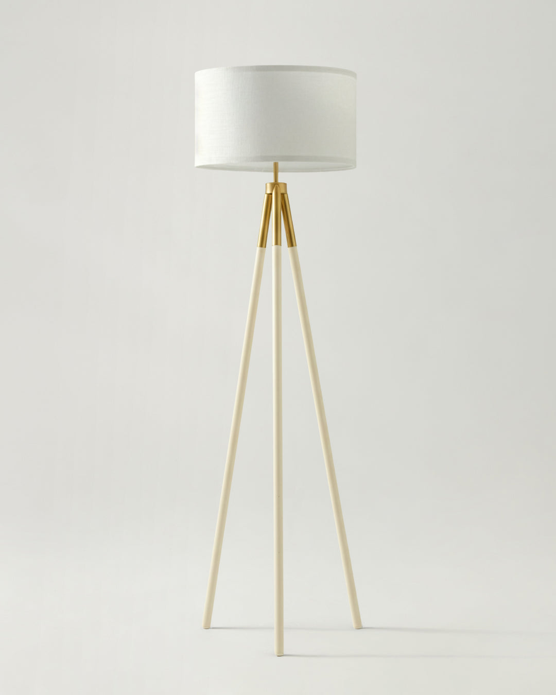 Energy-Efficient Linen Tripod Floor Lamp, Black &amp; Gold