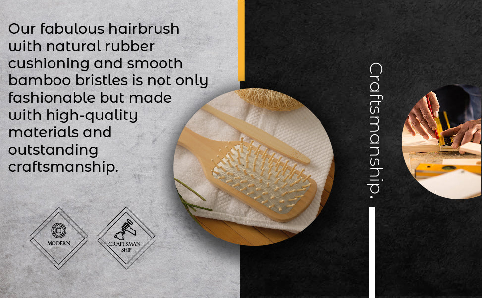 Biodegradable Bamboo Bristle Detangling Hair Brush, 9"