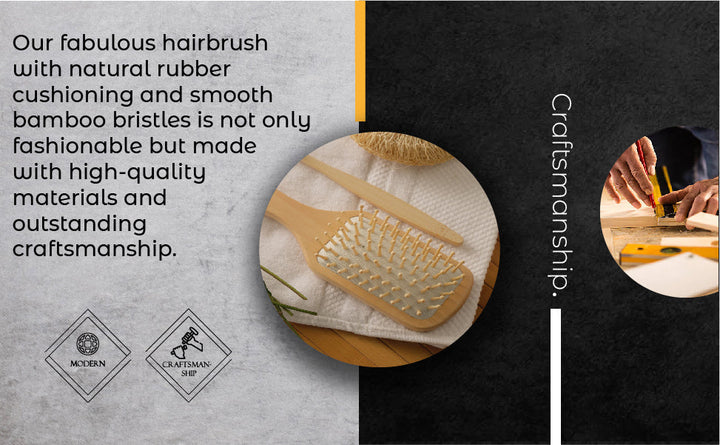 Biodegradable Bamboo Bristle Detangling Hair Brush, 9"