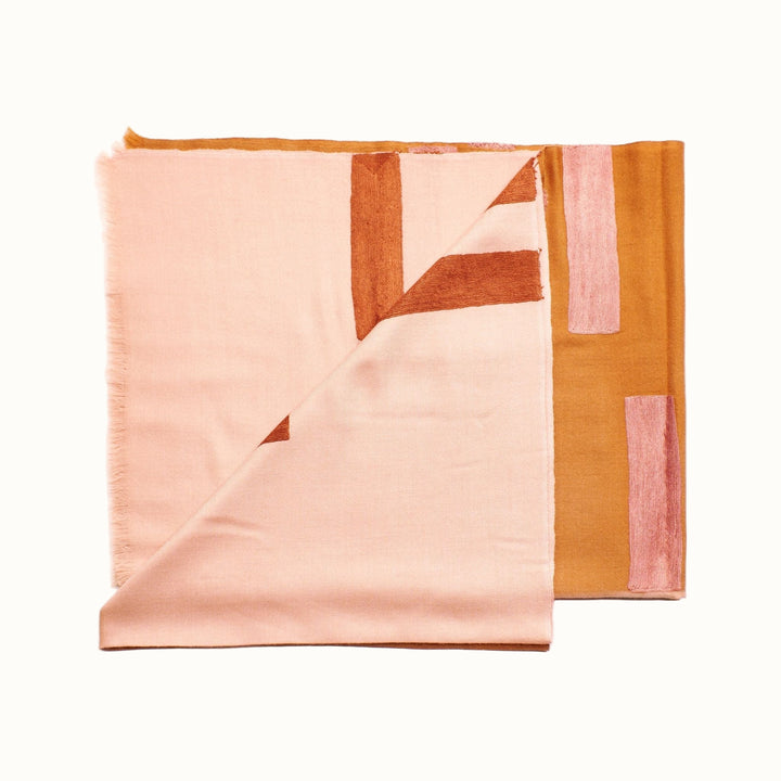 Handcrafted Wool Silk Scarf, Ombre Harbor Blue, 28" x 80"