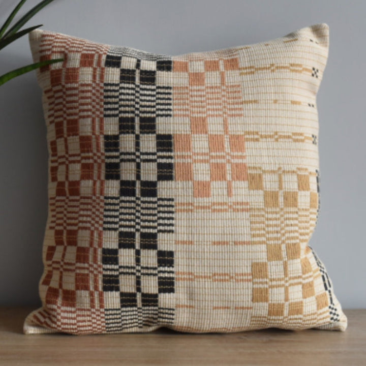 Handwoven Loin-Loom Cotton Throw Pillow Cover 18"