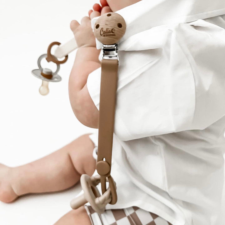 Non-Toxic Silicone Pacifier Clip, Checkered