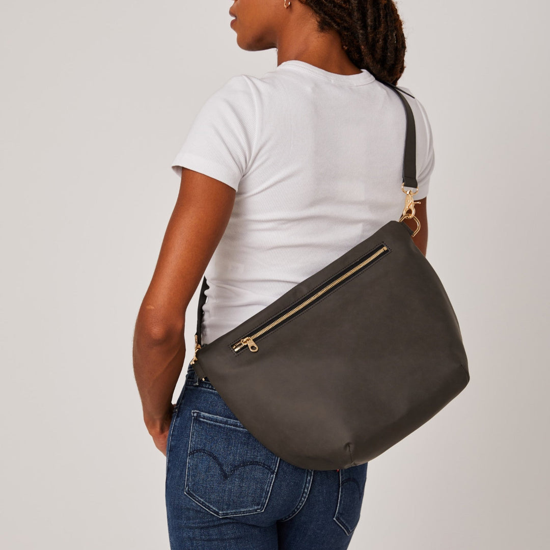 Upcycled Pinatex Multi-Wear Hobo Bag, Dark Grey