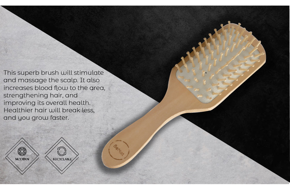 Biodegradable Bamboo Bristle Detangling Hair Brush, 9"
