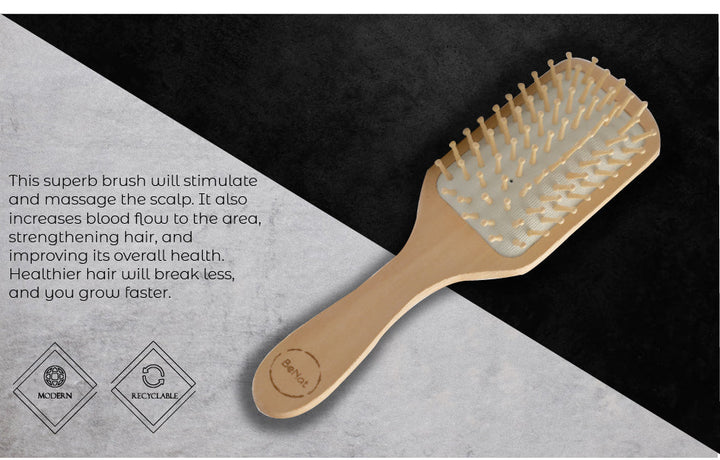 Biodegradable Bamboo Bristle Detangling Hair Brush, 9"