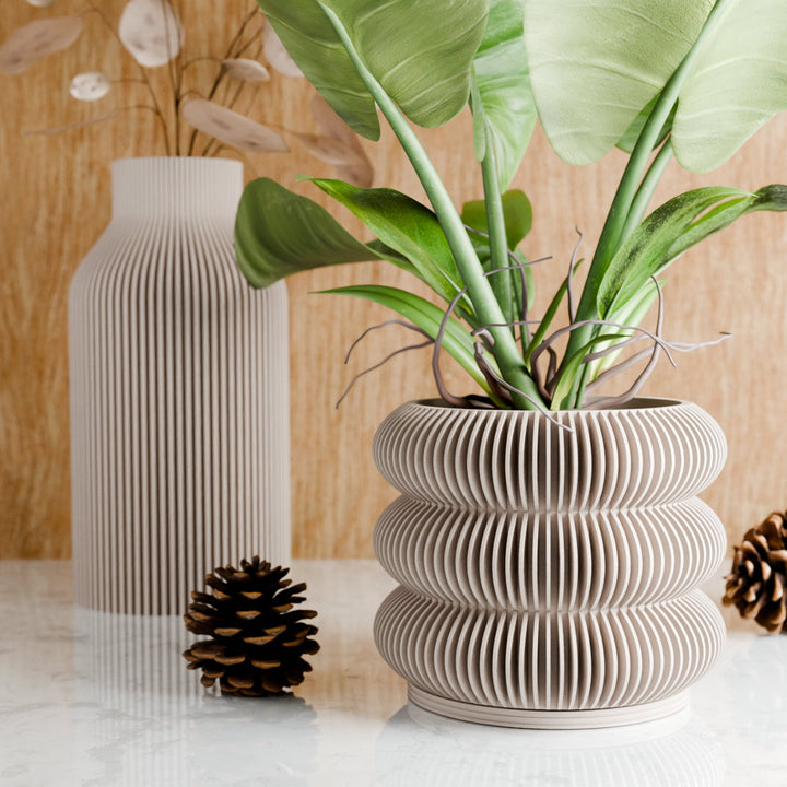 Biodegradable Plant-Based Bubble Planter, Ribbed Decor