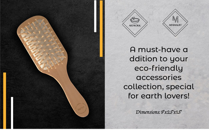 Biodegradable Bamboo Bristle Detangling Hair Brush, 9"