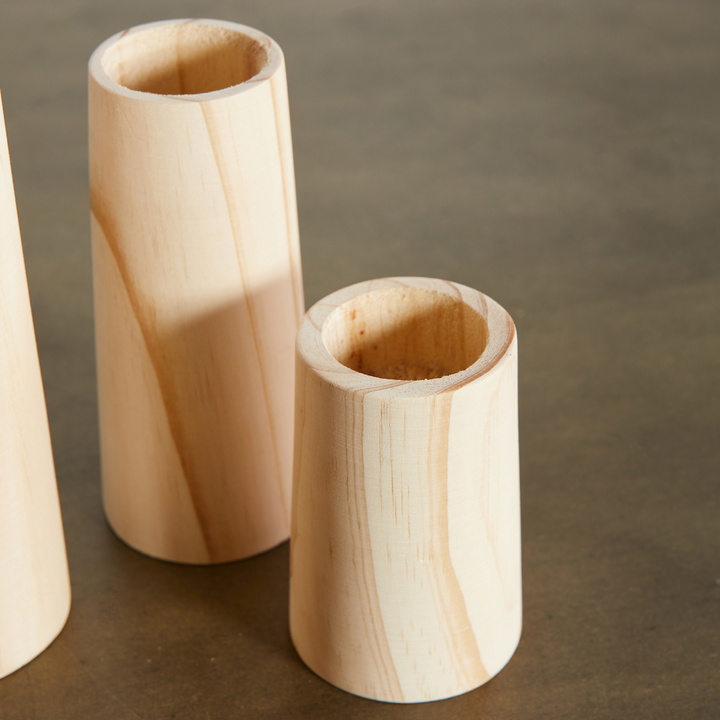 Handcrafted Pine Wood Cylinder Tealight Holder