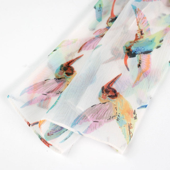 Handcrafted Chiffon Hummingbird Scarf, India