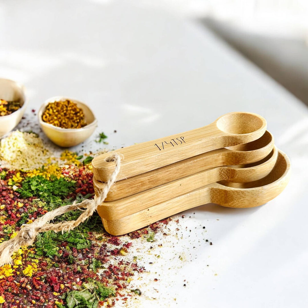 Biodegradable Bamboo Measuring Spoon Set, 4 Ct.