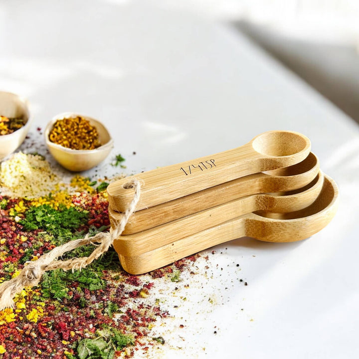 Biodegradable Bamboo Measuring Spoon Set, 4 Ct.