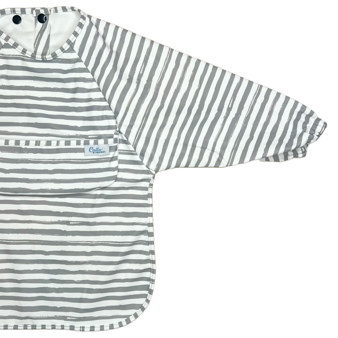 Non-Toxic Waterproof Long-Sleeve Baby Bib, Striped