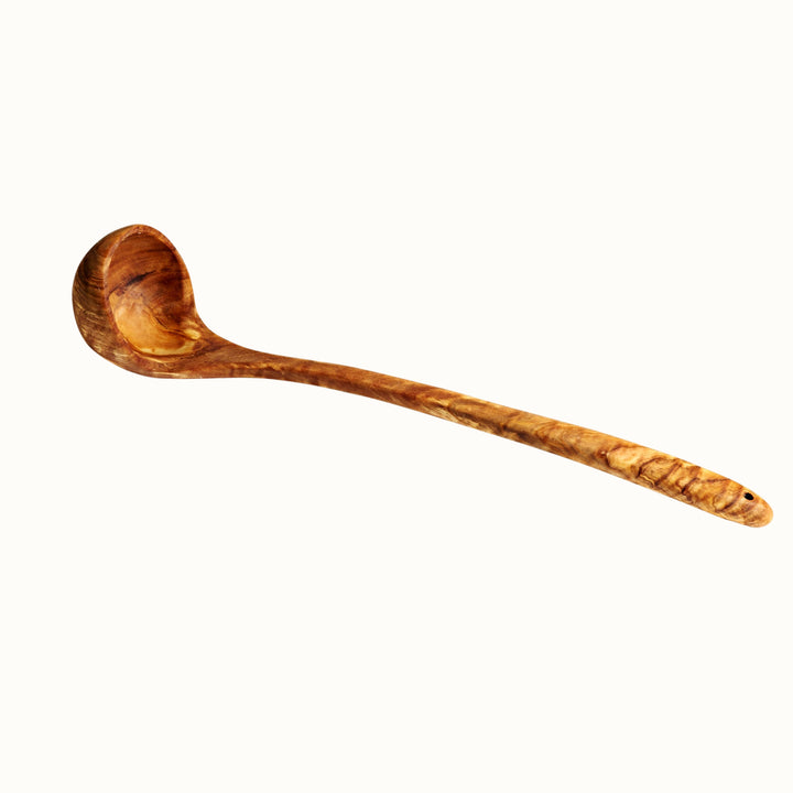Handcrafted Upcycled Olive Wood Kitchen Ladle, 12"