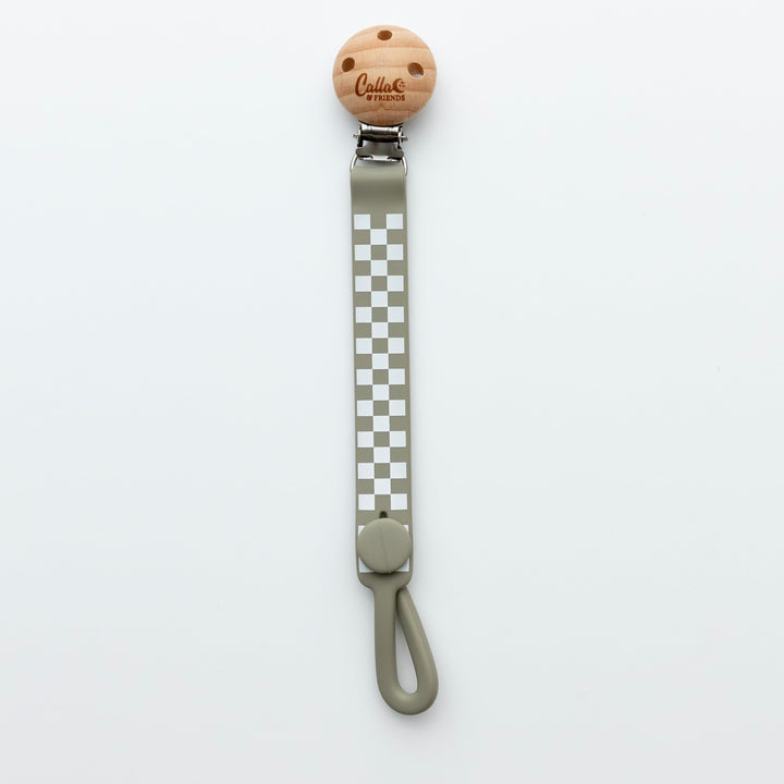 Non-Toxic Silicone Pacifier Clip, Checkered