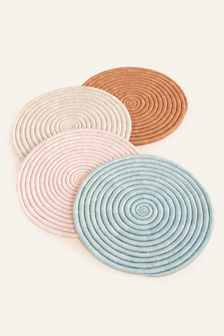 Handwoven Sisal Round Table Linen Placemat, 12" White