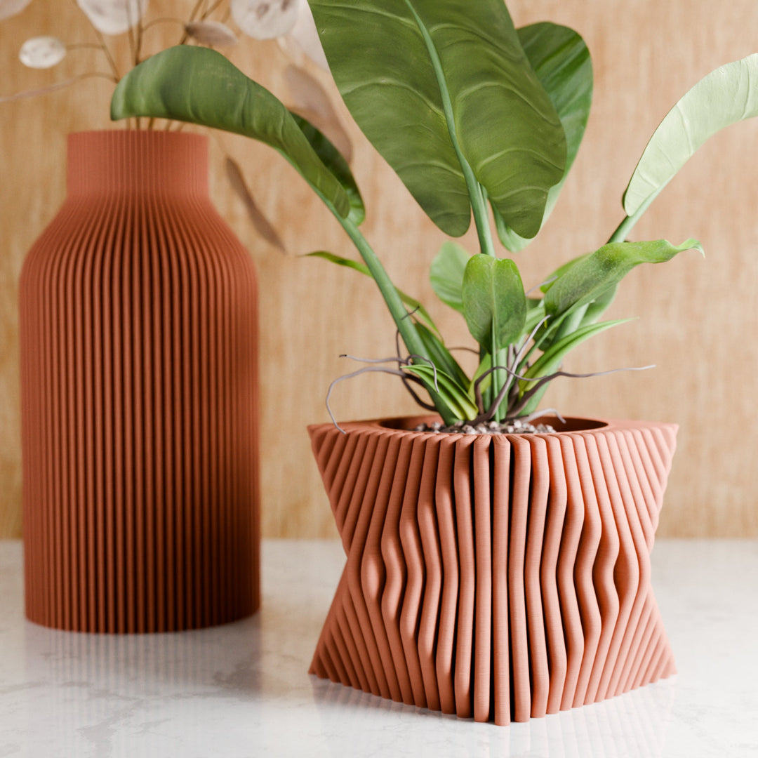 Biodegradable Sculptural Tide Planter, Bioplastic Decor
