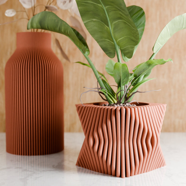 Biodegradable Sculptural Tide Planter, Bioplastic Decor
