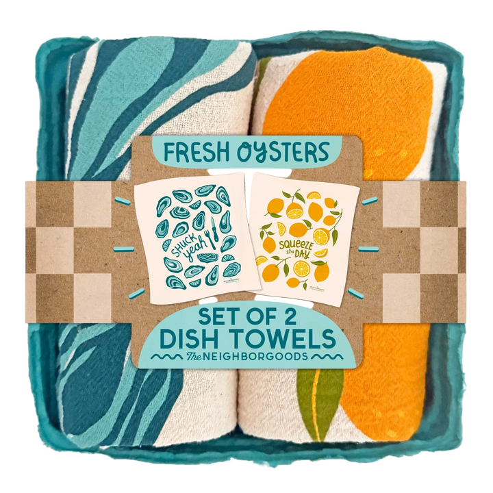 Fresh Oysters Cotton Dish Towel Set